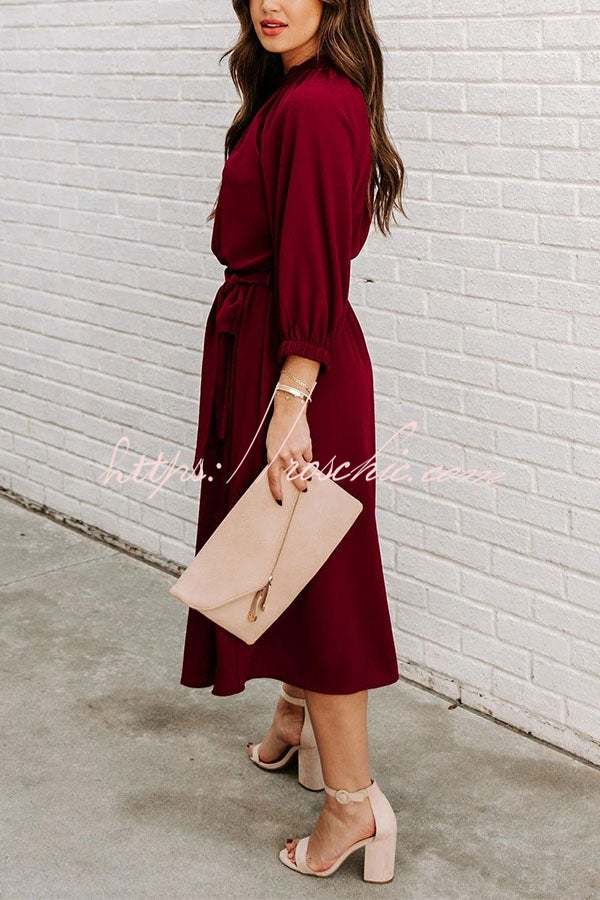 Solid Color Round Neck Big Hem Dress