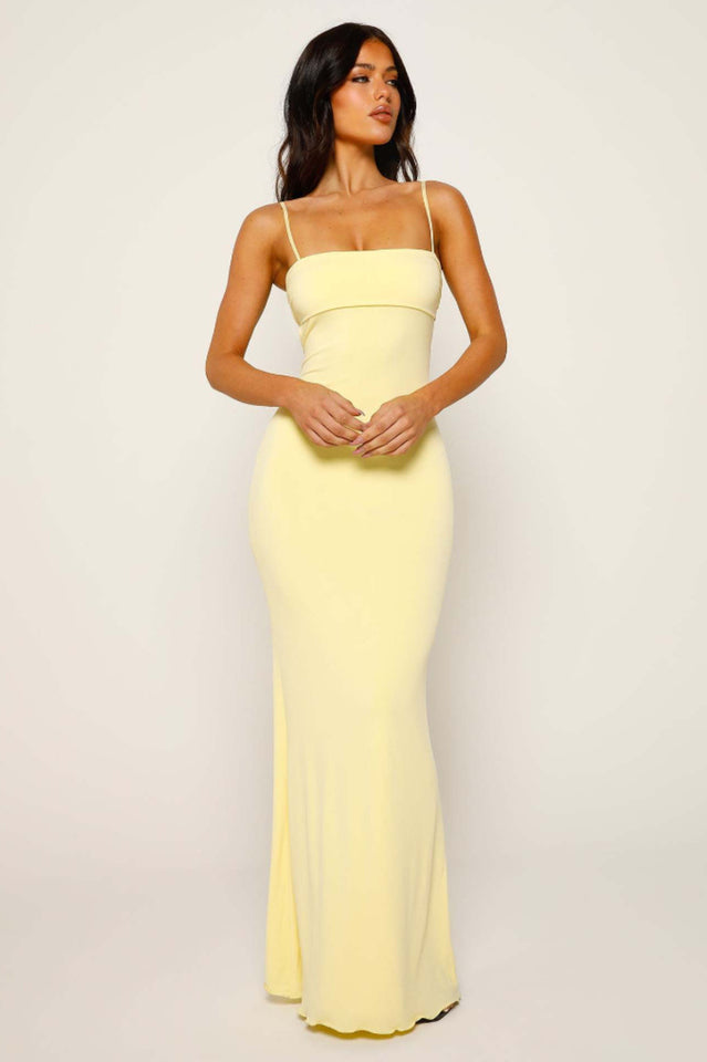 Square Neck Spaghetti Strap Bodycon Floor-Length Maxi Dress