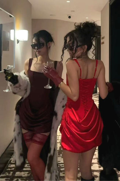 Sexy Boned Tie Cami Party Dress