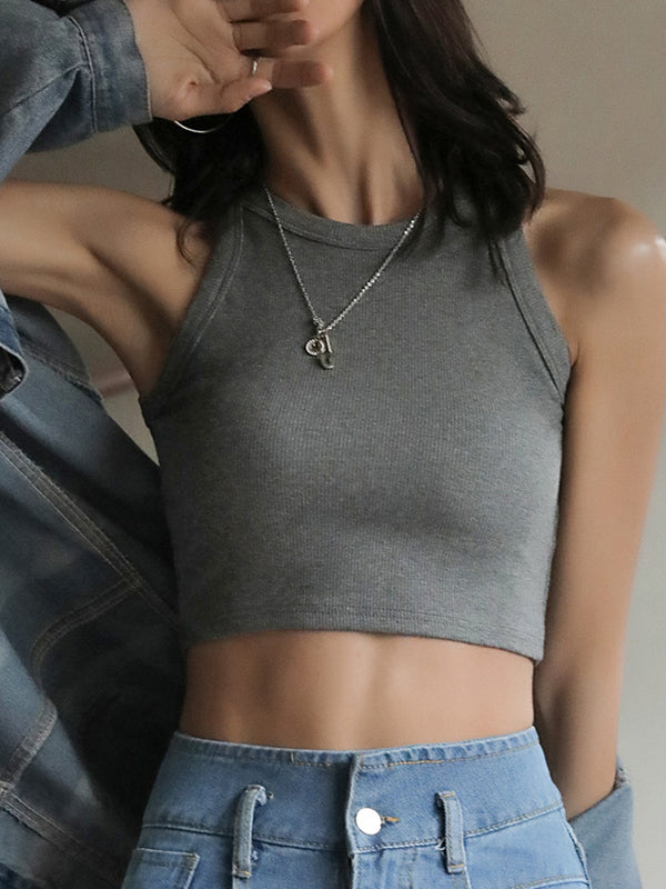 Plain Crewneck Short Tank Top