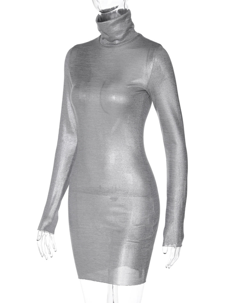 Women 2024 Spring Autumn Long Sleeve Party Club Streetwear Short Mini Dress