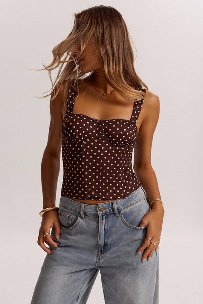 Chic Polka Dot Bustier Sleeveless Tank Top