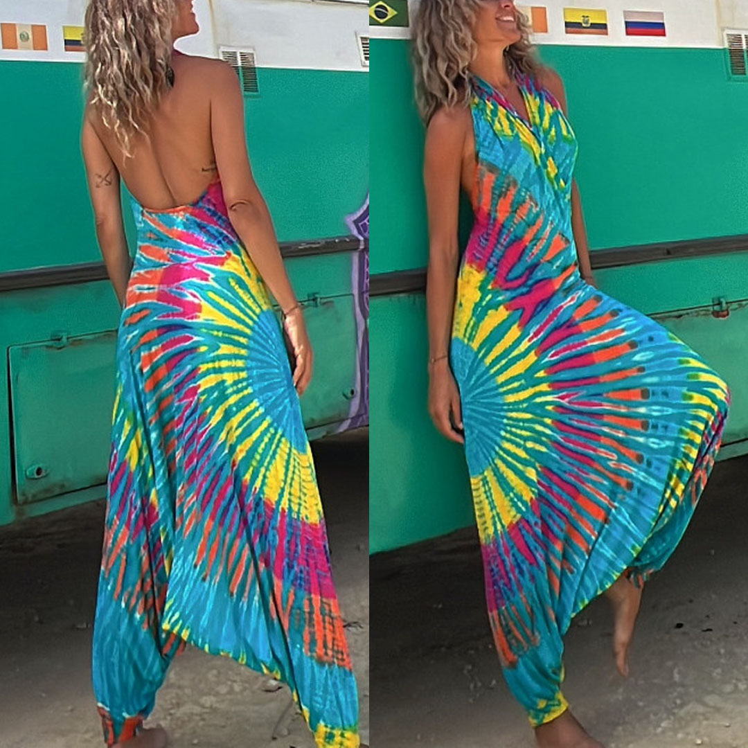Margovil Halter Sleeveless Hippie Tie  Dye Jumpsuit