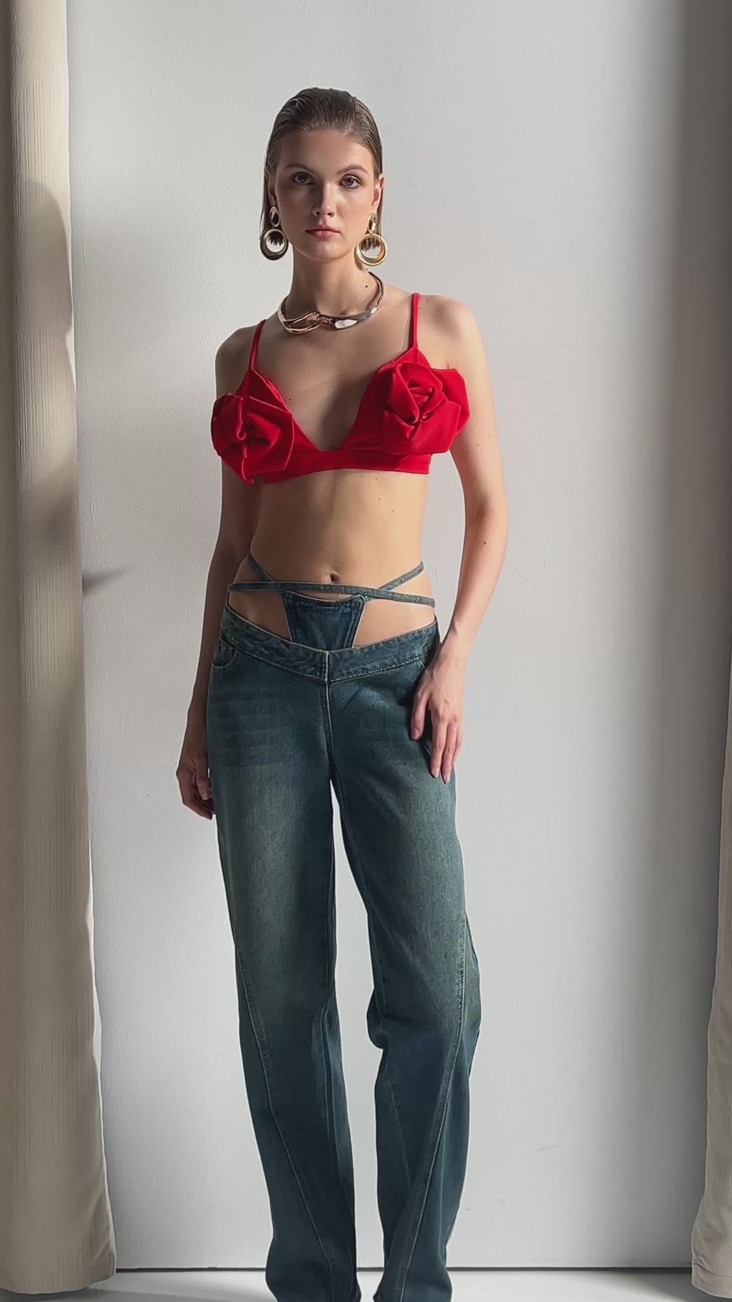 Keyla Low Rise Lace Up Jeans