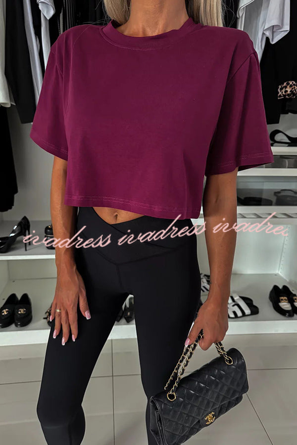 Tayshia Short Sleeve Crop Stretch T-shirt