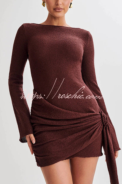 Sexy Long-sleeved Backless Elegant Slim Fit Knitted Mini Dress