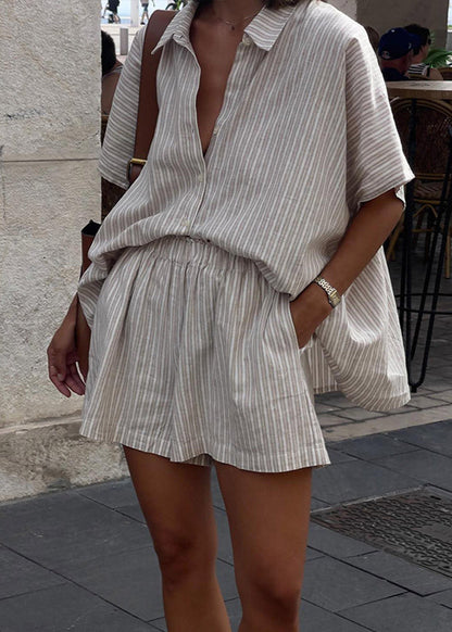 Striped Linen Two-Piece Set Relaxed Summer Staple