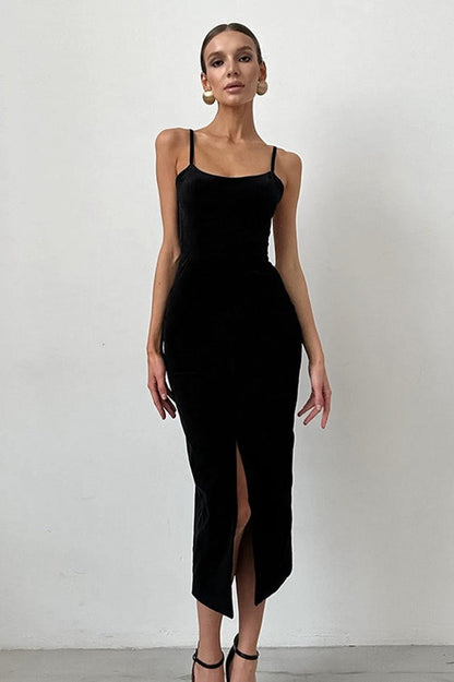 Black Cami Bodycon Midi Dress