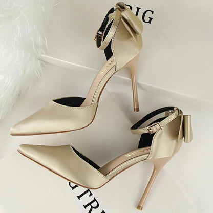 Satin Bow-knot High Heels Women Pumps for Sexy Wedding Stiletto Heels