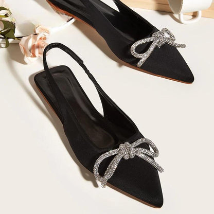 Autumn Crystal Butterfly-knot Green Women Pumps with Shallow Pointed Toe for Strippers
