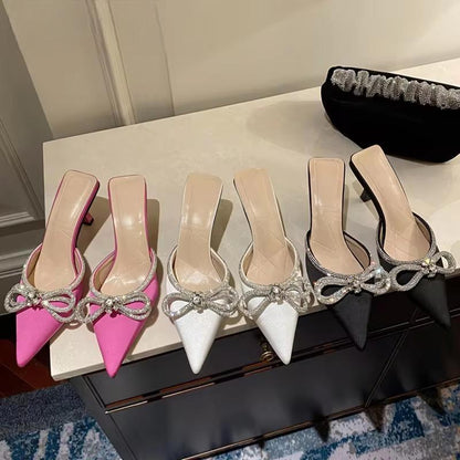 Butterfly-knot Women Slippers with Thin Low Heels