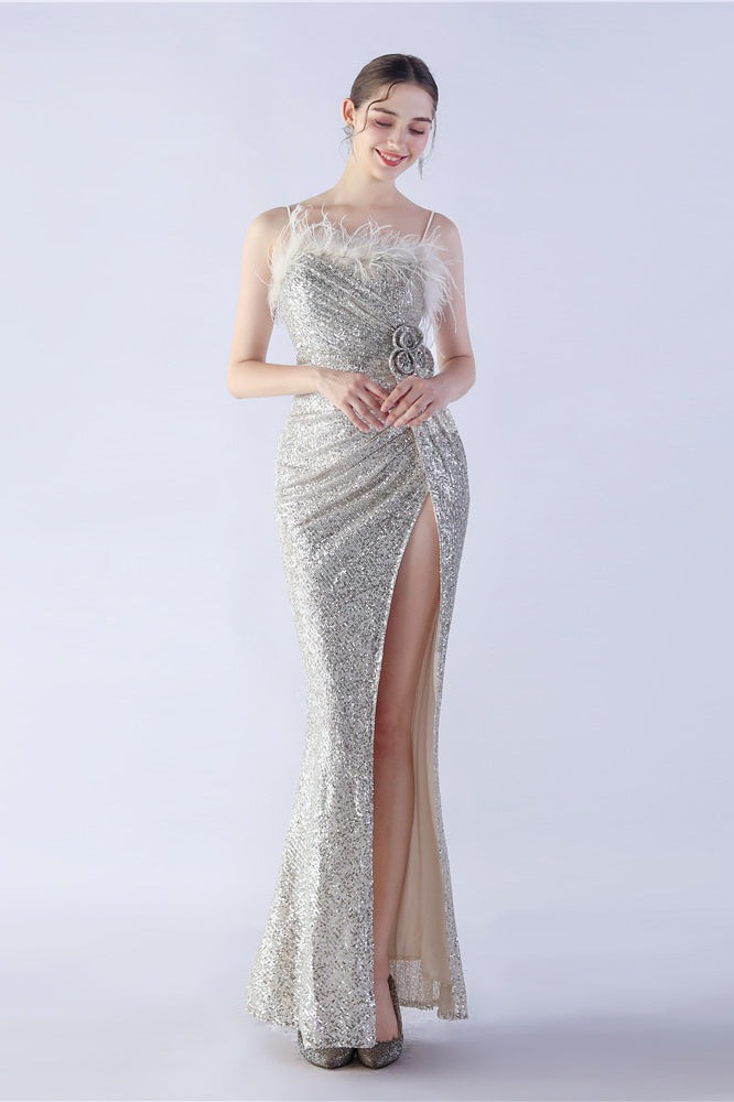 | Feather Embellished Maxi Dress
