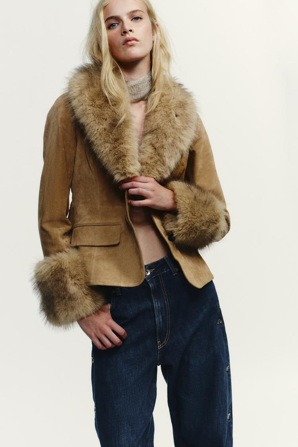 Izara Fur Suede Coat