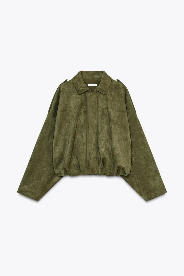 Elina Suede Bomber Jacket