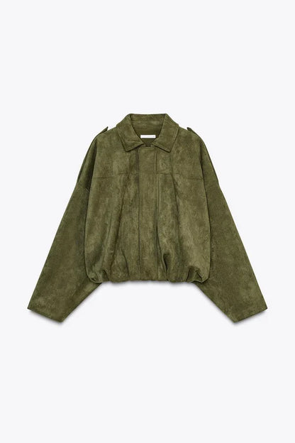 Elina Suede Bomber Jacket