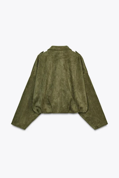 Elina Suede Bomber Jacket
