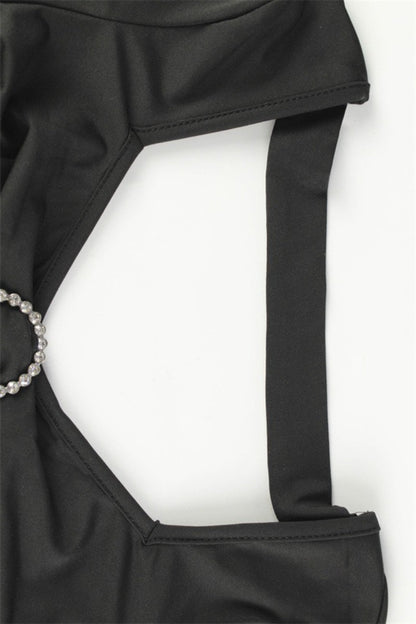 Corset Cut Out Top Rhinestone Detail Skirt Set