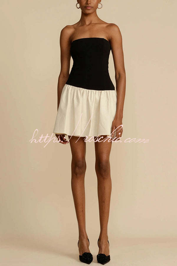 Chic and Sweet Off Shoulder Patchwork Stretch Mini Dress