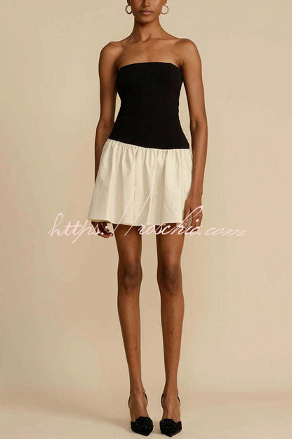 Chic and Sweet Off Shoulder Patchwork Stretch Mini Dress
