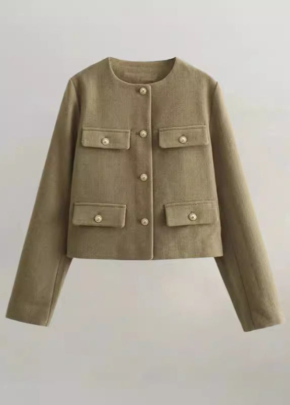 TailoRed Tweed Cropped Jacket â_?Classic Elegance with Gold Button Accents