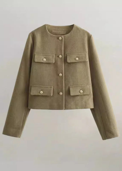 TailoRed Tweed Cropped Jacket â_?Classic Elegance with Gold Button Accents