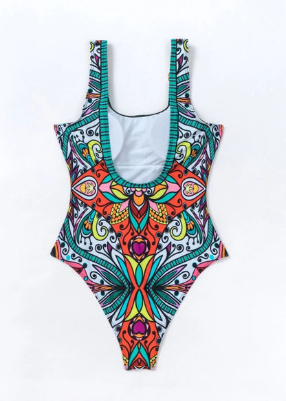 Zaria - Printed One-Piece Swimsuit with Chain Straps