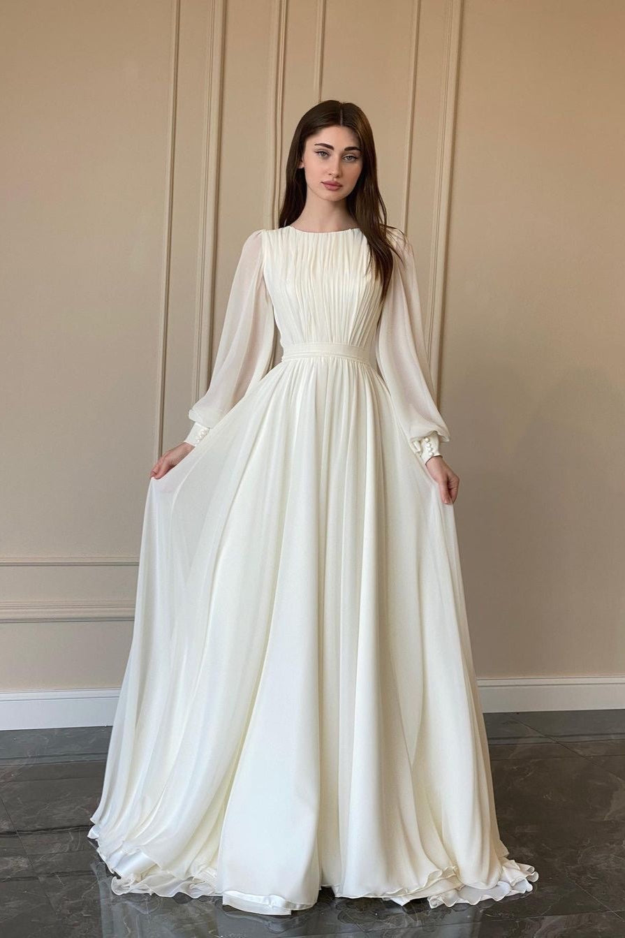 | Sheer Maxi Dress with Lantern Sleeves and Pearl Detail