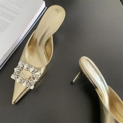 Crystal Buckle Slingback Pumps Slipper for Women