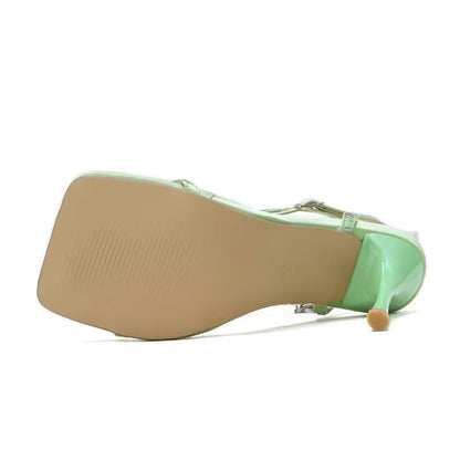 Satin Chain Crystal Sandals Women Ankle Strap for Summer Party Wedding Banquet