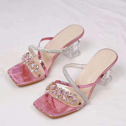 Crystal Clear High Heel Sandals for Women