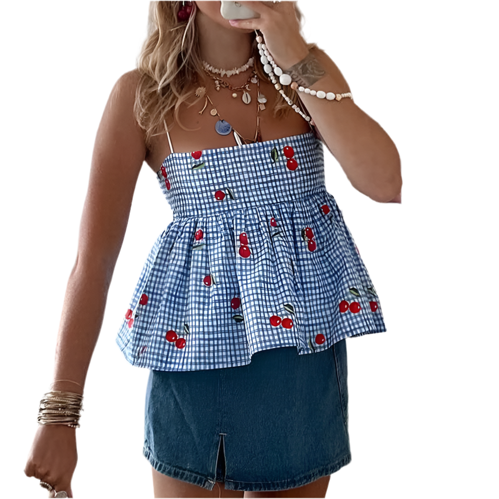 Cherry Gingham Top