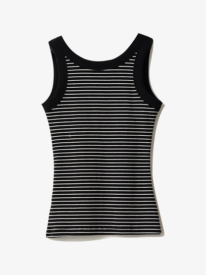 Striped Print U Neck Tank Top