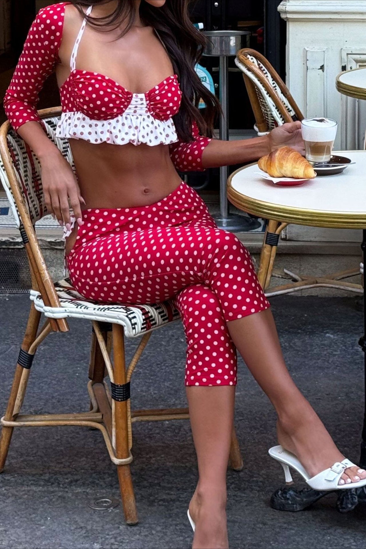 Vintage Polka Dot Halter Tube Two Piece Set