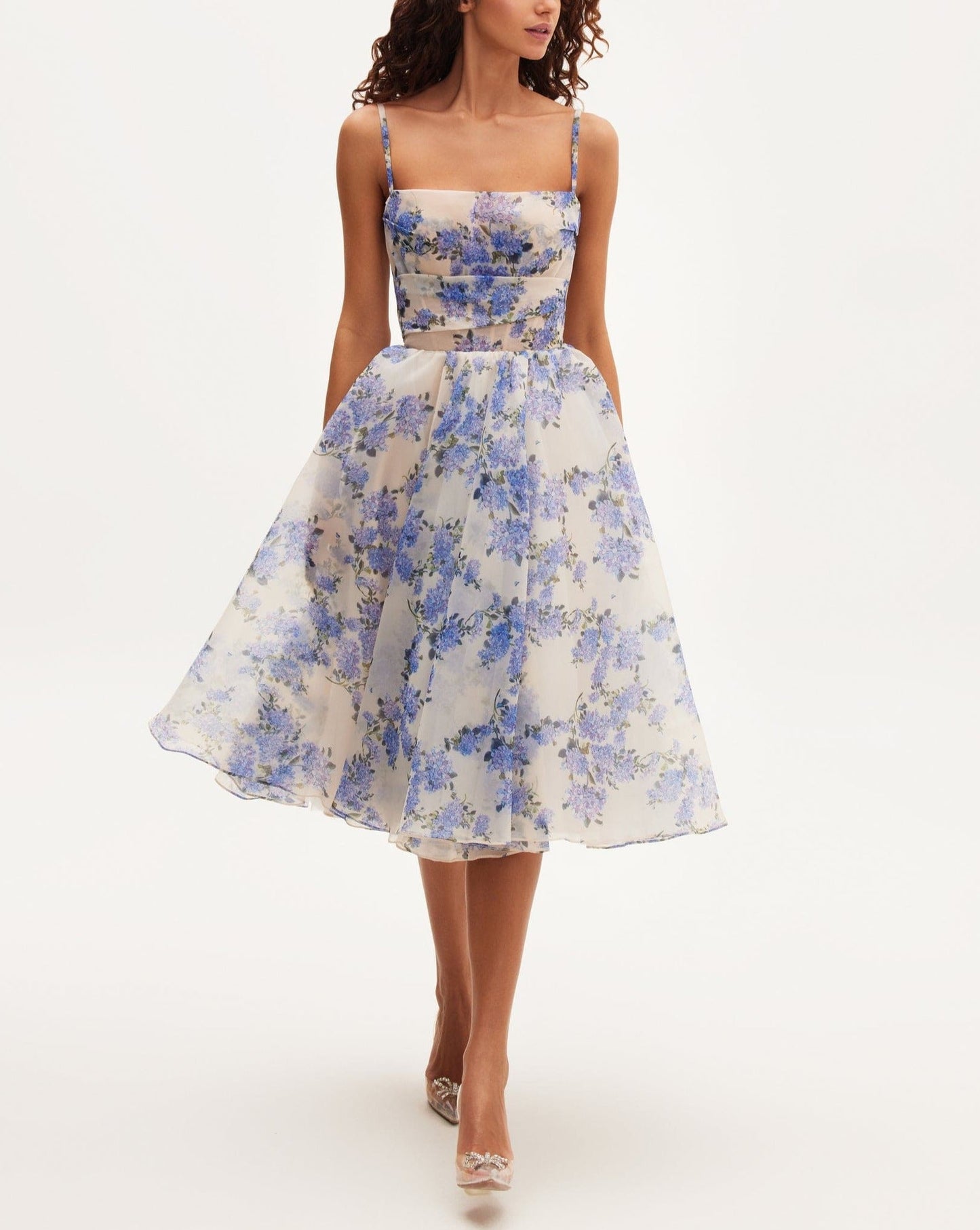 Hydrangea Haven - Dreamy Spaghetti Strap Midi Dress