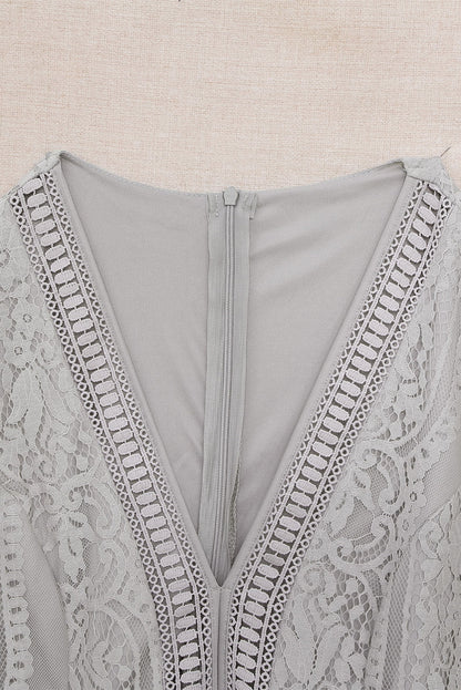 Gray Blue Fill Your Heart Lace Maxi Dress