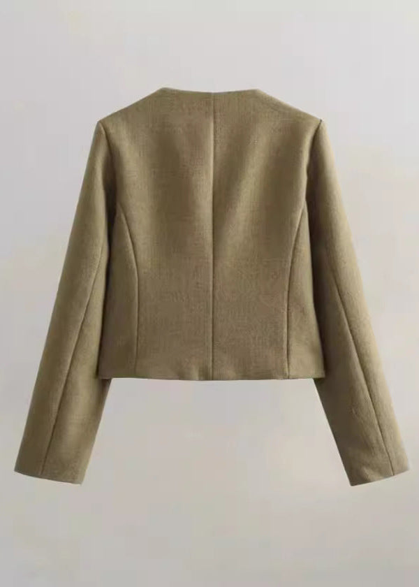 TailoRed Tweed Cropped Jacket â_?Classic Elegance with Gold Button Accents
