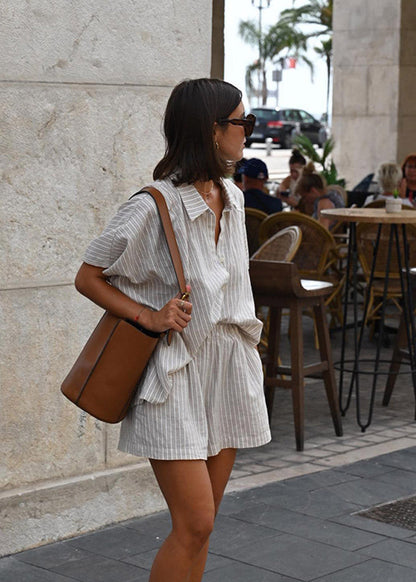 Striped Linen Two-Piece Set Relaxed Summer Staple