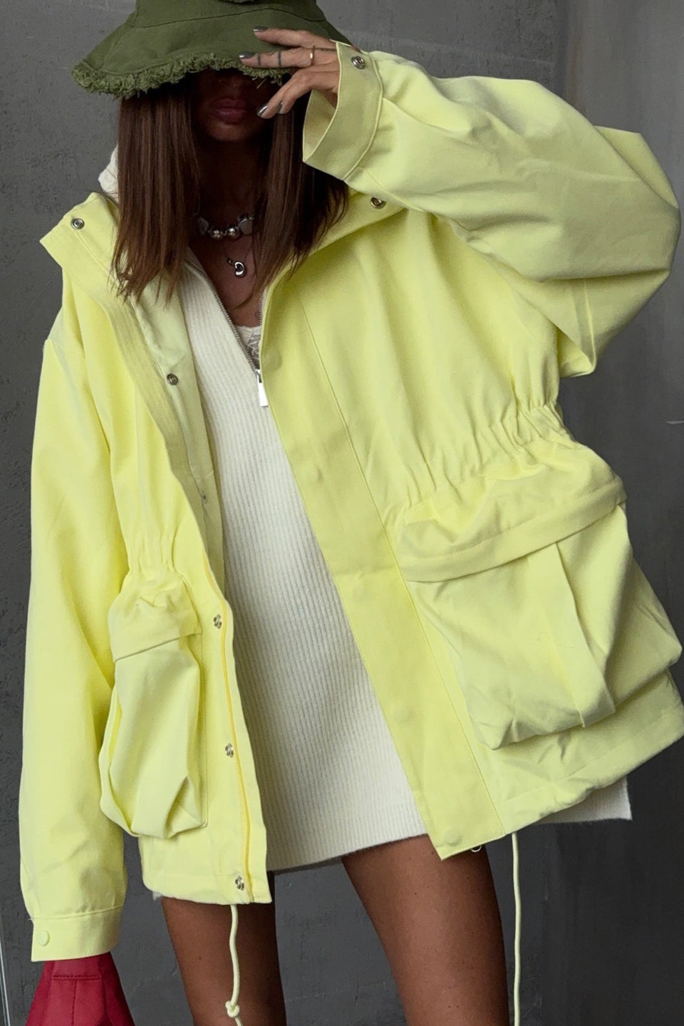Drawstring Waist Utility Pocket Jacket