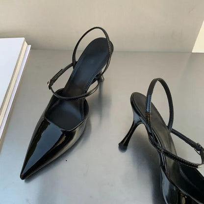 Spring Women's Slingback Shoes with Shallow Buckle Strap and Elegant Low Thin Heels