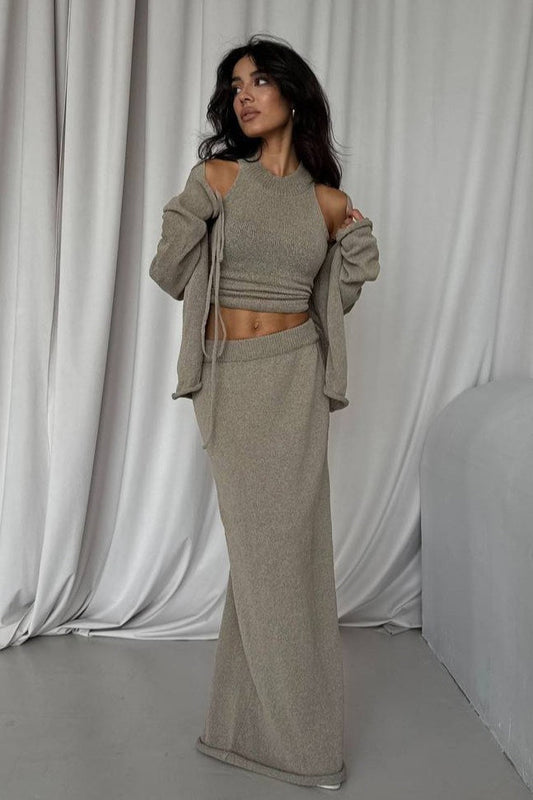 Tie Front Knit Set Sweater Dress