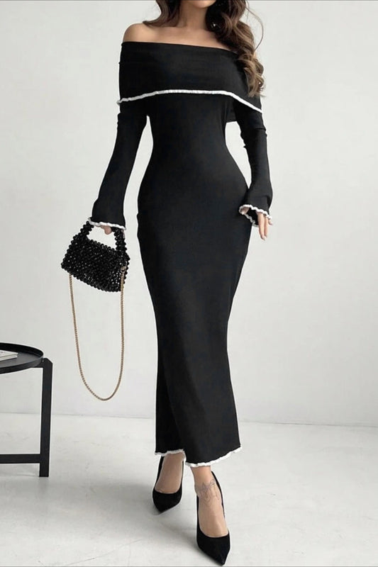 Off Shoulder Long Sleeve Sweater Dress