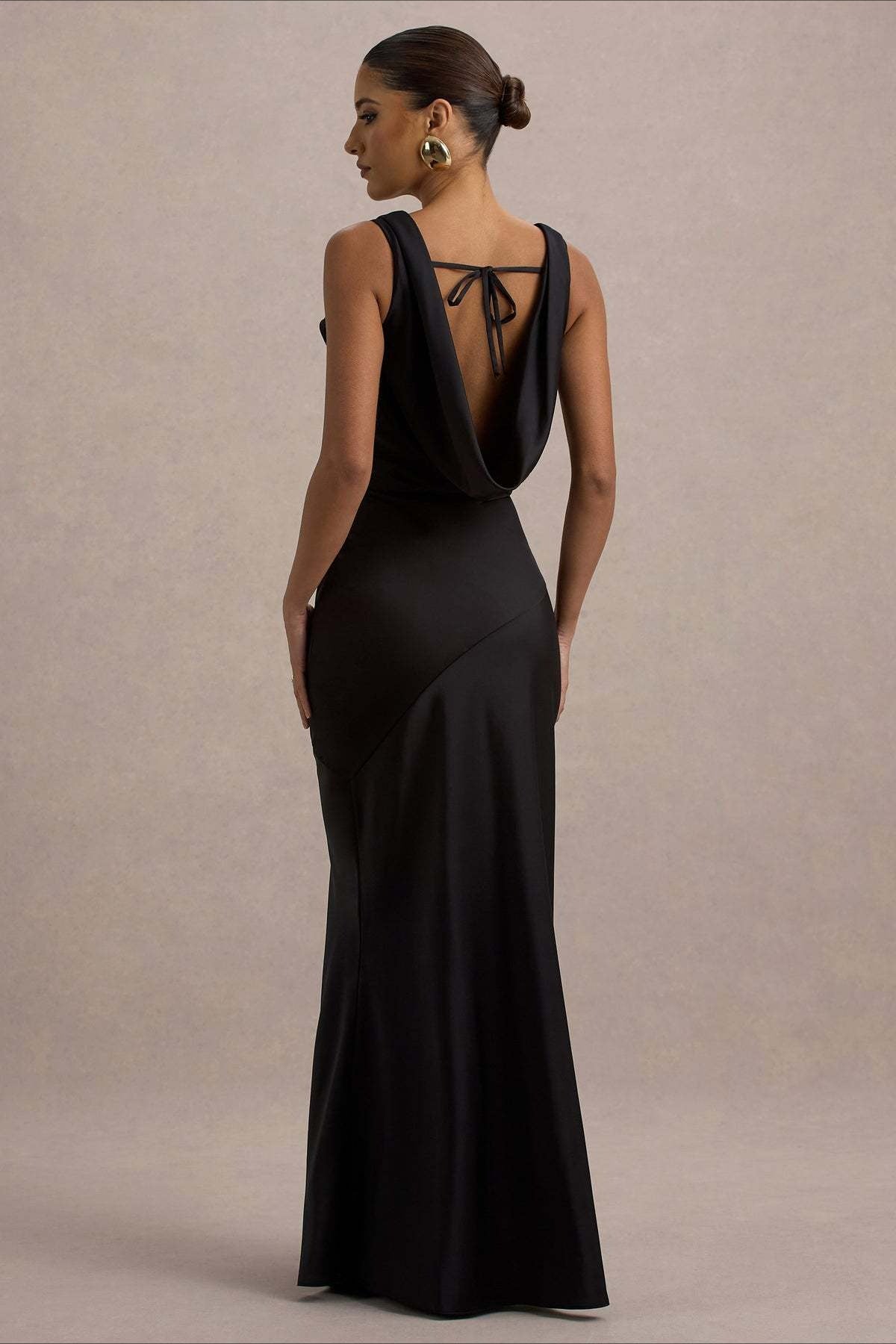 | Satin Bodycon Backless Maxi Dress