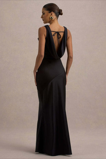 | Satin Bodycon Backless Maxi Dress