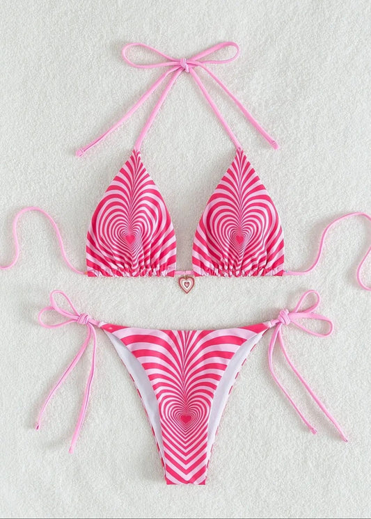 Heartwave - One-Piece Swimsuit with Optical Illusion Print