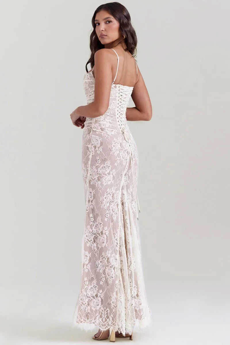 Women's Lace Bodycon Maxi Dress Set – Long Sleeve Cropped Jacket