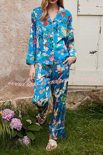 Carrot Rabbit Printed Home Long Sleeved Two-piece Set