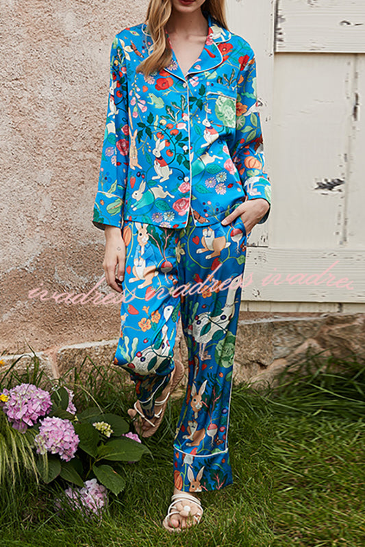 Carrot Rabbit Printed Home Long Sleeved Two-piece Set