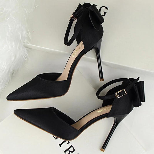 Satin Bow-knot High Heels Women Pumps for Sexy Wedding Stiletto Heels