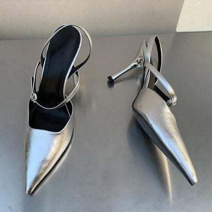 Spring Women's Slingback Shoes with Shallow Buckle Strap and Elegant Low Thin Heels