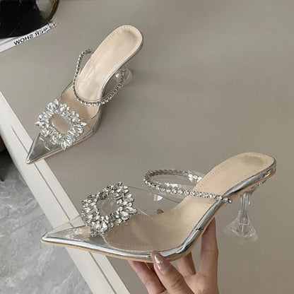 Clear PVC Square Buckle Pumps with Perspex High Heel